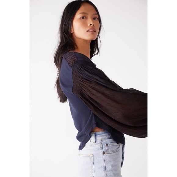 NWT Free People Light Magic Henley / Deepest Navy - Picture 3 of 5